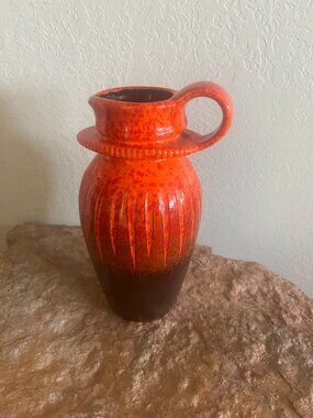Vintage West German Orange Ombre Ceramic Vase